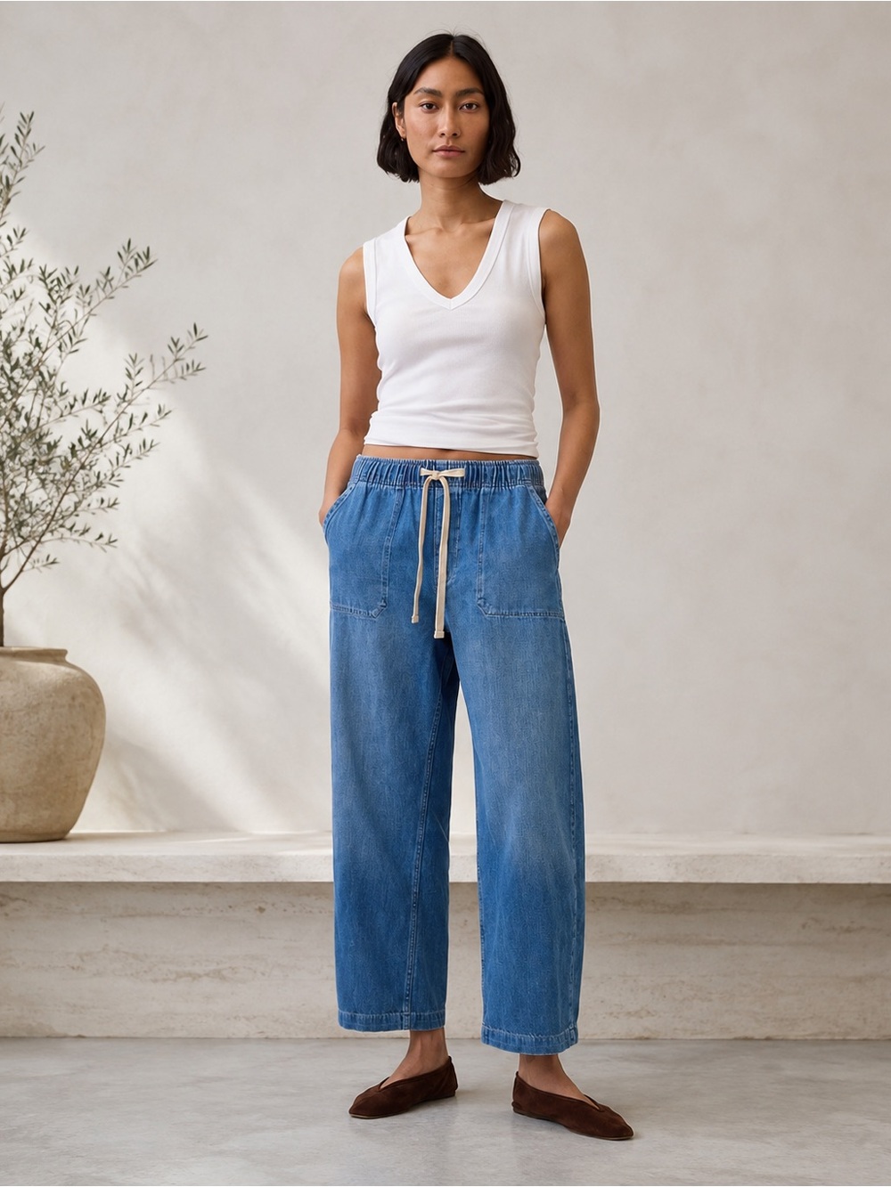 GAP High Rise Easy Barrel Jeans Medium Indigo Size M scandi model off duty
